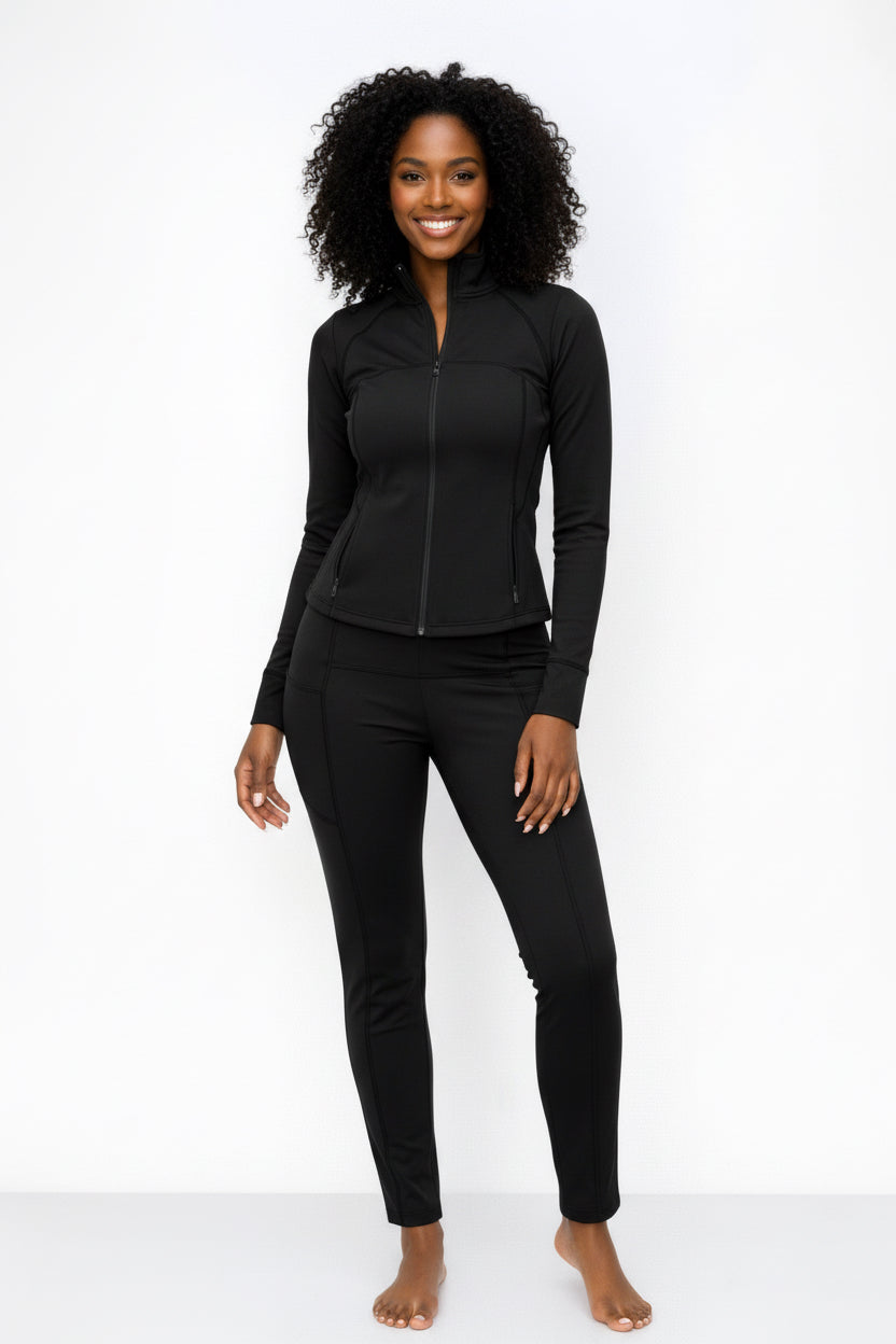 Athletic Workout Lounge Zip Up Jacket And Pant Set