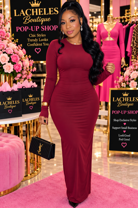 Long-Sleeve Bodycon Maxi Dress